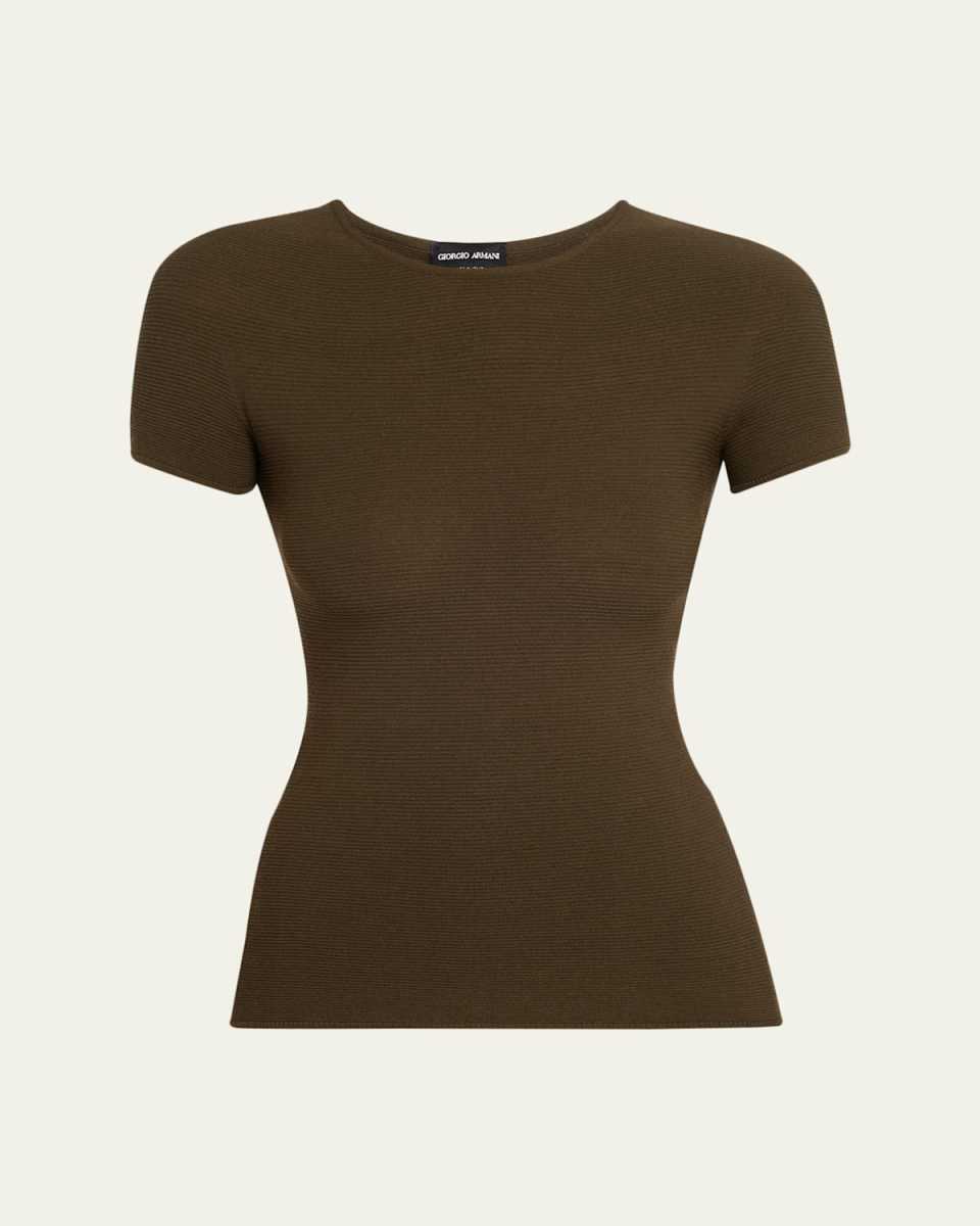 Ottoman Knit Fitted Short-Sleeve T-Shirt